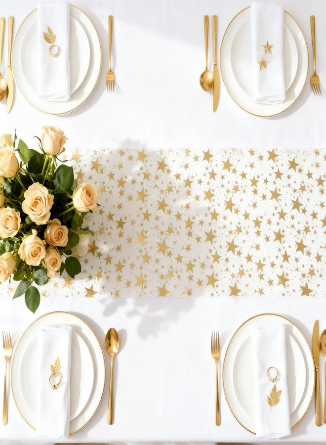 Gtziqa Gold Star Table Runner, 16 Ft Golden Star Sequin Glitter Foil Metallic Foil Thin Mesh Runner Gold Table Decorations Tabletop Centerpiece Decoration for Wedding, Birthday, Christmas, Party, Baby Shower - Image 3