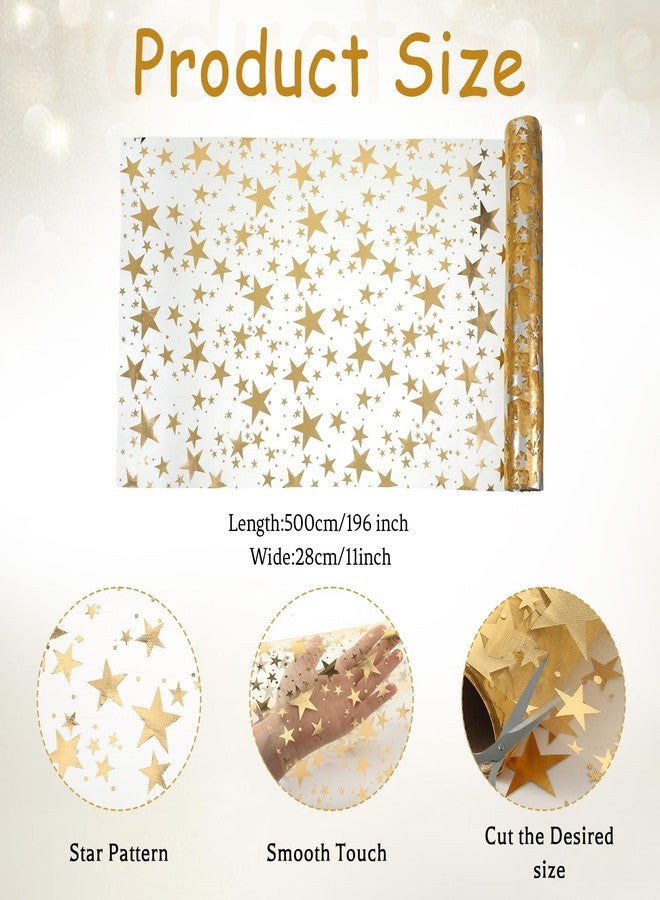 Gtziqa Gold Star Table Runner, 16 Ft Golden Star Sequin Glitter Foil Metallic Foil Thin Mesh Runner Gold Table Decorations Tabletop Centerpiece Decoration for Wedding, Birthday, Christmas, Party, Baby Shower - Image 2