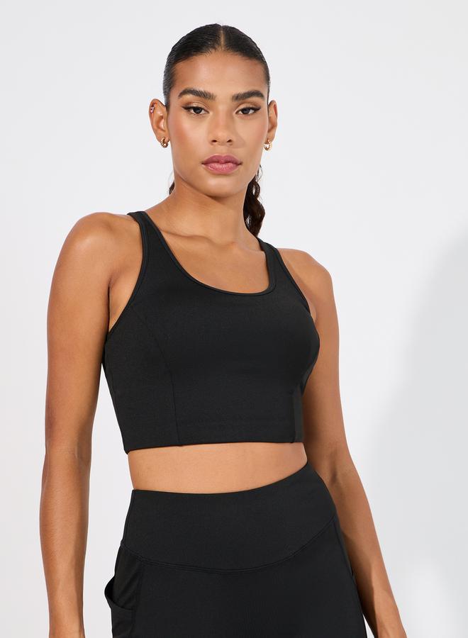 Styli Racerback Sports Bra & Back Split Flared Leggings Set  - Image 2