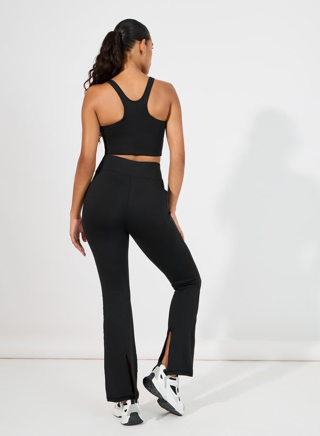Styli Racerback Sports Bra & Back Split Flared Leggings Set  - Image 5