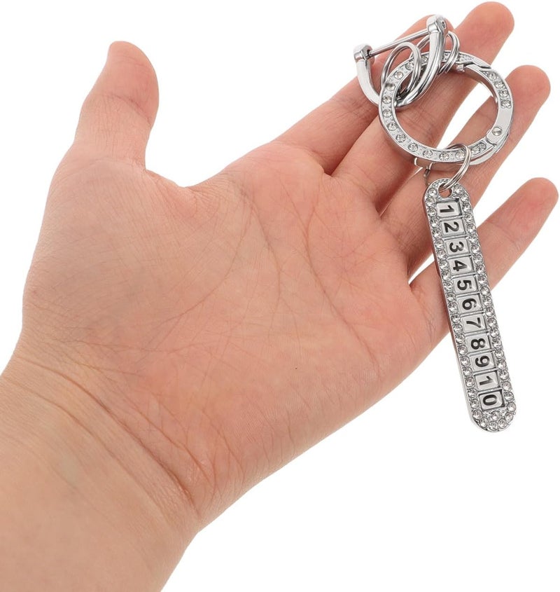 Car Keychain with Sparkling Rhinestone Bling Key Ring, Detachable Horseshoe Buckle Key Holder with Phone Number Tag for Women Men, Automotive Interior Accessory - Image 2