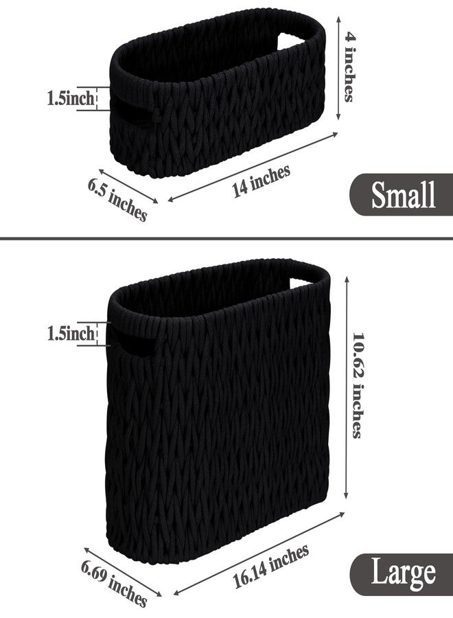 Jukercici Boho Toilet Paper Storage Baskets, Cotton Rope Woven Bathroom Basket Set of 2, Standing Toilet Paper Holder for 6 Mega Rolls,Storage Bins for Toilet Tank Top, Bathroom Organizer Decor (Black 2 Pack) - Image 3