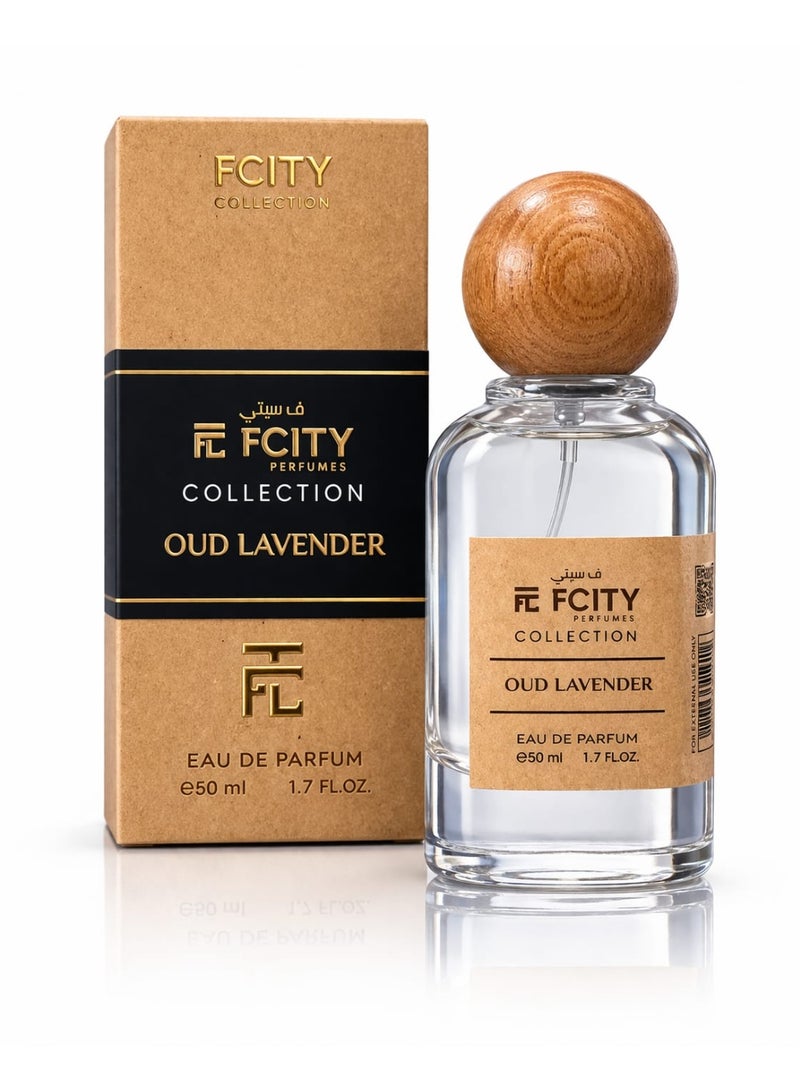 عطر FCITY Oud Lavender Eau De Parfum 50ml - عطر عود عطري منعش يدوم طويلاً للرجال والنساء - اللافندر والمسك والروائح الخشبية - عطر للجنسين