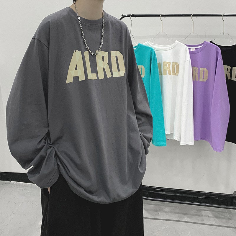 Long-Sleeved T-Shirt Men'S Autumn Korean-Style Trendy Letter Printed Round Neck Base Shirt Hong Kong-Style Loose Casual Handsome Top - Image 5