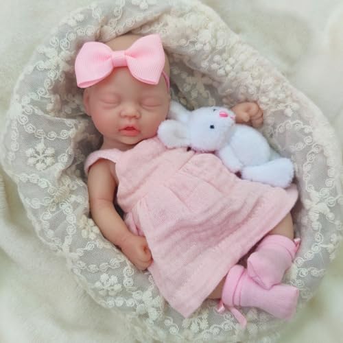 Mire & Mire Mire Mire Reborn Baby Dolls 7 Inch Girl Silicone Mini Doll Realistic Newborn Baby Dolls Silicone Full Body Stress Relief Hand Made - Image 5