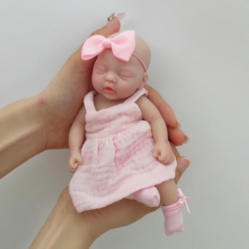 Mire & Mire Mire Mire Reborn Baby Dolls 7 Inch Girl Silicone Mini Doll Realistic Newborn Baby Dolls Silicone Full Body Stress Relief Hand Made - Image 1