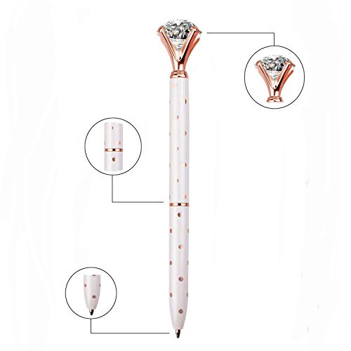 LONGKEY Diamond Pens Large Crystal Diamond Ballpoint Pen Bling Metal Ballpoint Pen Office and School (4pack) - Image 5