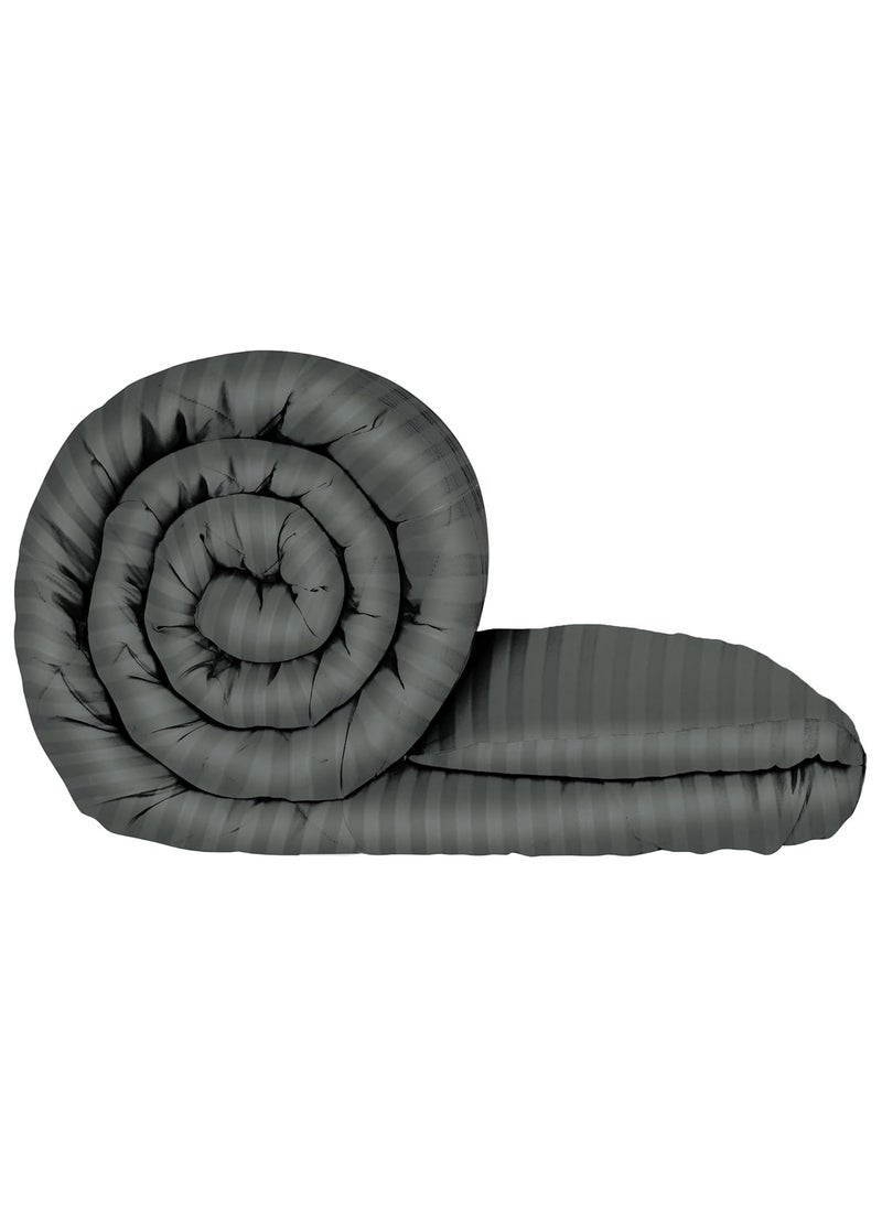 Story@Home Story@Home Comforter Double Bed | Microfiber Blanket Double bed | 180GSM, 220X 250cm | Dohar | Quilt | Duvet | AC Comforter Double Bed | Dark Grey, Stripes Pattern Blanket |Perfect for Festive Gifting  - Image 1