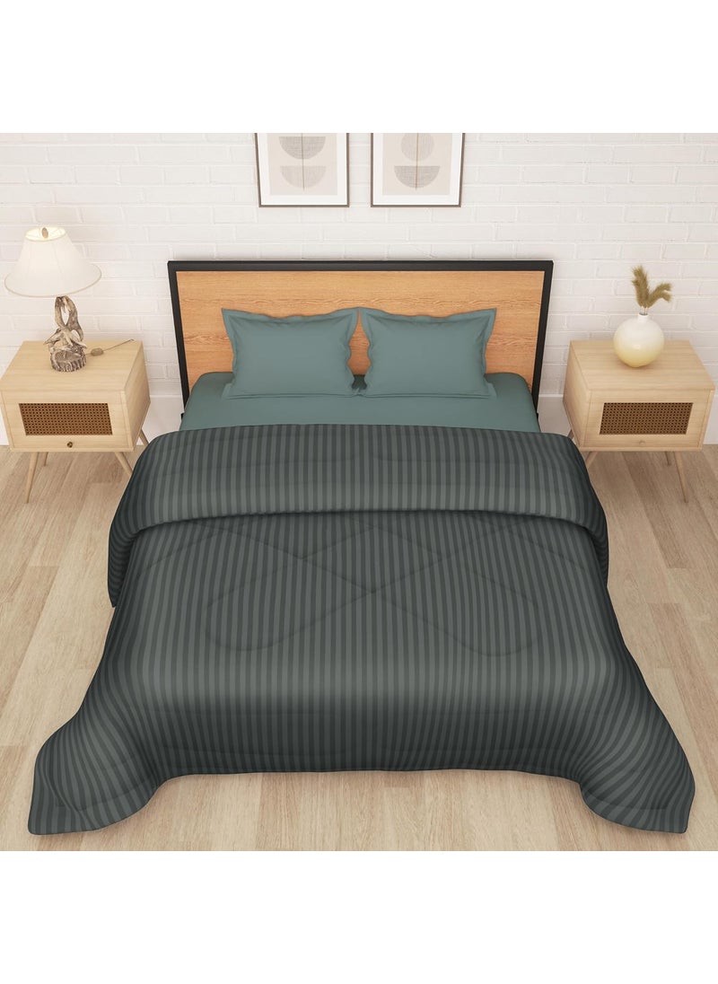 Story@Home Story@Home Comforter Double Bed | Microfiber Blanket Double bed | 180GSM, 220X 250cm | Dohar | Quilt | Duvet | AC Comforter Double Bed | Dark Grey, Stripes Pattern Blanket |Perfect for Festive Gifting  - Image 3
