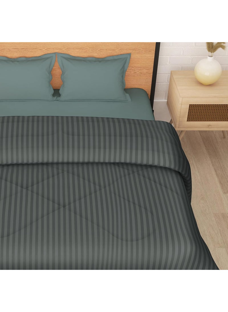 Story@Home Story@Home Comforter Double Bed | Microfiber Blanket Double bed | 180GSM, 220X 250cm | Dohar | Quilt | Duvet | AC Comforter Double Bed | Dark Grey, Stripes Pattern Blanket |Perfect for Festive Gifting  - Image 5