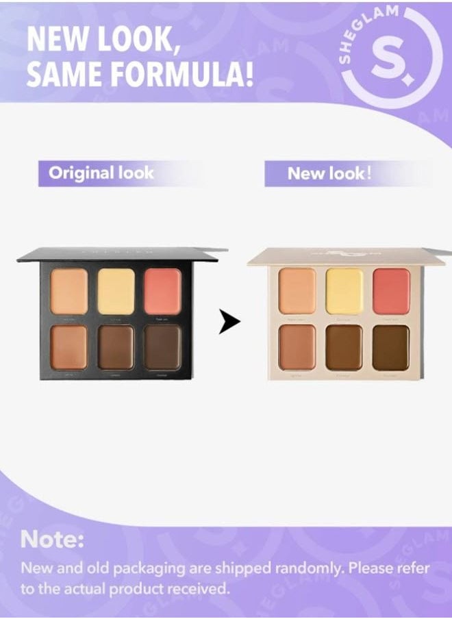 SHEGLAM - SHEGLAM Stereo Face Six - French Girl 6-Color Cream Contour Palette Highly Pigmented Non-Fading Long Lasting Multi-Use Bronzer Sculpting Facial Highlighter - Image 1