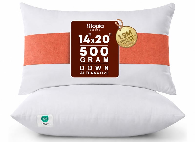 Utopia Bedding Throw Pillows Insert (Pack of 2, White) - Bed and Couch Pillows - Indoor Decorative Pillows (14x20 Inch (Pack of 2)) - Image 1