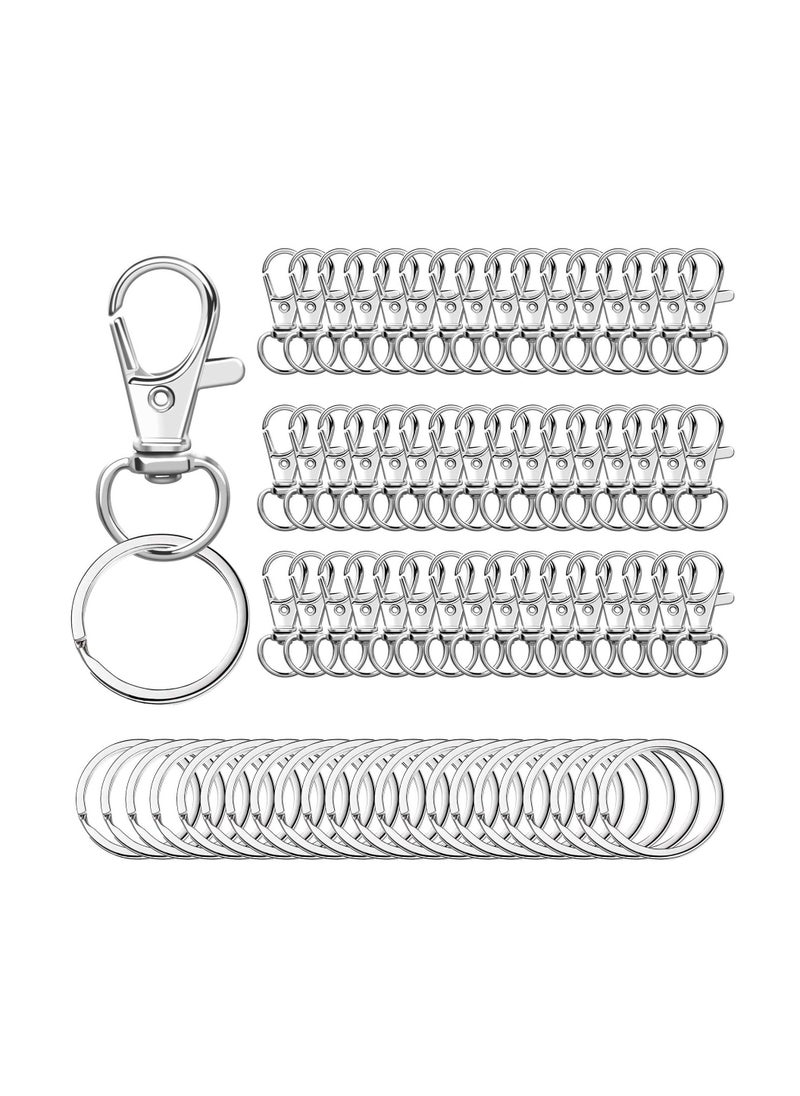 SYOSI - 100 PCS Swivel Snap Hooks with Key Rings 50 Pcs Key Chain Clip Hooks and 50Pcs Key Rings Lanyard Lobster Claw Clasps for Keychains Jewelry Art Crafts - Image 1