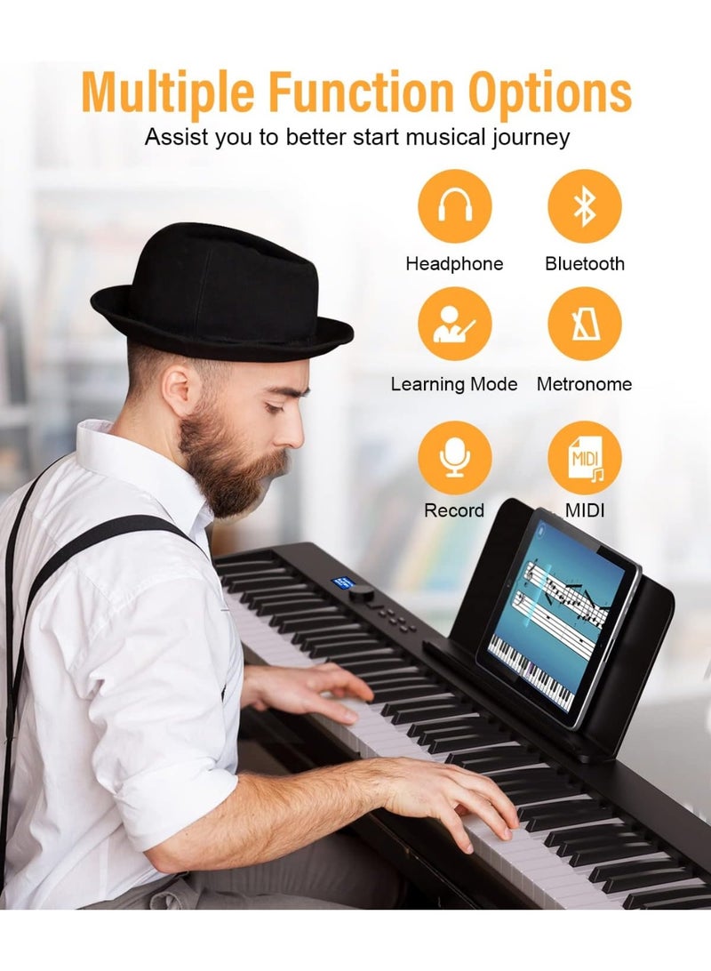 GOGOGO Foldable Piano Keyboard, 88 Key Full Size Semi Weighted Folding Piano Keyboard, Bluetooth Portable Electronic Keyboard Piano with Sheet Music Stand, Sustain Pedal and Piano Bag, Black - Image 5