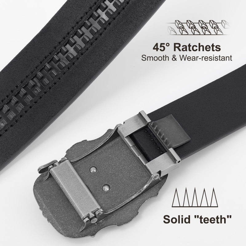 SANSTHS Ratchet Cowboy Belt, Western Ratcheting Belts for Men Ratchet Western Belt with Automatic Cowboy Buckle, Bronze Bull/Black - Image 5