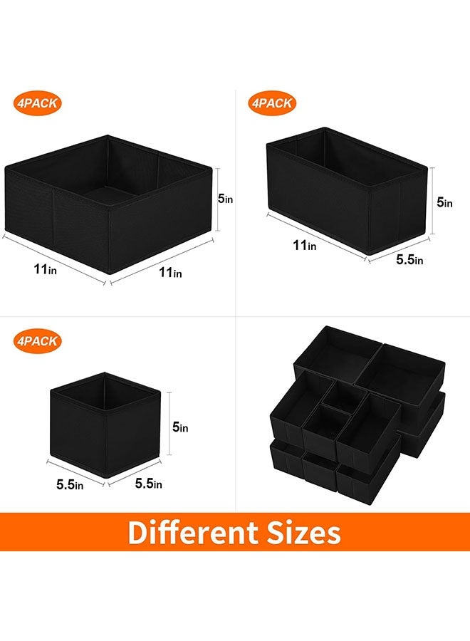 YelaJoy 12 Pack Drawer Organizers for Clothing, Dresser Drawer Organizer Clothes, Fabric Foldable Closet Organizers and Storage Basket Bins for Clothes, Underwear, Bras, Socks (Black) - Image 2