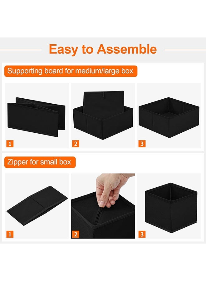 YelaJoy 12 Pack Drawer Organizers for Clothing, Dresser Drawer Organizer Clothes, Fabric Foldable Closet Organizers and Storage Basket Bins for Clothes, Underwear, Bras, Socks (Black) - Image 3