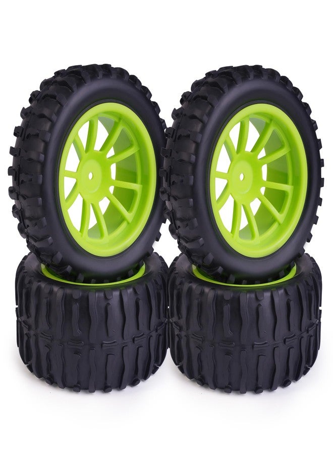 Hosim 55 * 115 mm RC Tires, All Terrain Soft Tire Mounted on 12mm Hex Wheels (Set of 4) for 1/10 RC Cars (Green Wheel hub) - Image 1