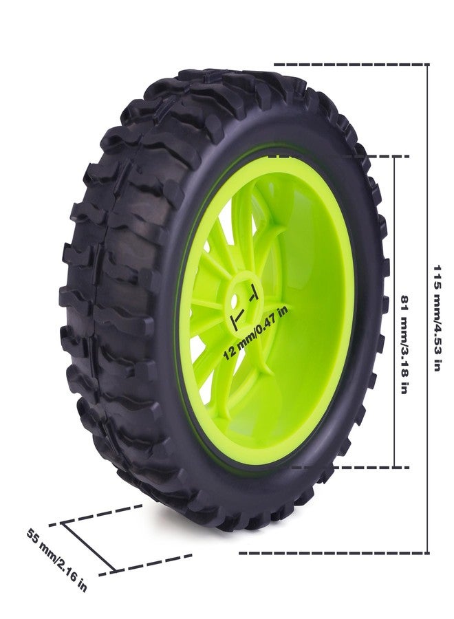 Hosim 55 * 115 mm RC Tires, All Terrain Soft Tire Mounted on 12mm Hex Wheels (Set of 4) for 1/10 RC Cars (Green Wheel hub) - Image 2