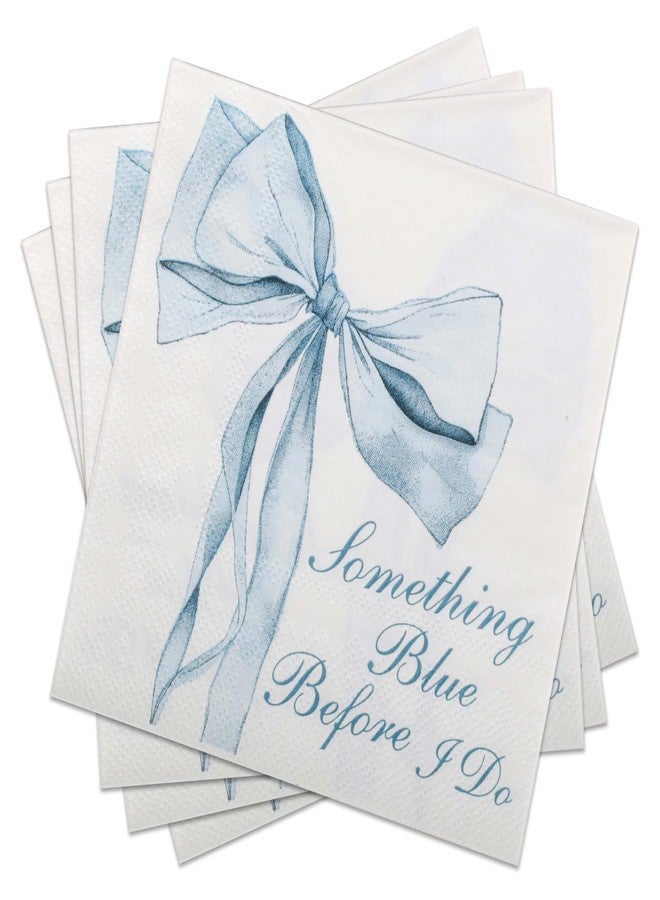 Pandecor 50 Pack of Something Blue Before I Do Cocktail Napkins for Bathroom Bridal Shower Bachelorette Party Table Supplies - Image 1