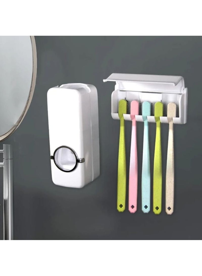 AMM Automatic Toothpaste Dispenser Toothbrush Holder Bathroom Products Wall Mount Rack Bath Set Toothpaste Squeezers  - Image 4