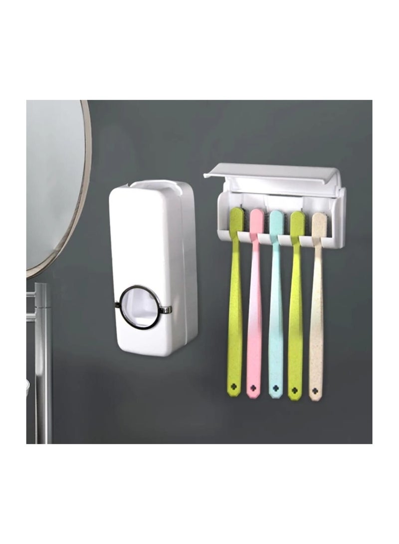 AMM Automatic Toothpaste Dispenser Toothbrush Holder Bathroom Products Wall Mount Rack Bath Set Toothpaste Squeezers  - Image 2