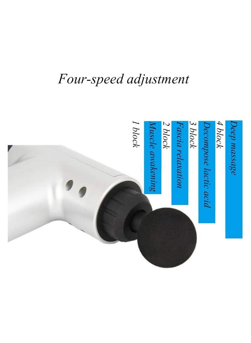 ELTRAZONE ELTERAZONE Muscle Massage Gun, Electric Hand-Held Deep Fascial Massager, With 4 Massager Heads, 4Th Gear Can AdjUSt Low Noise, Fitness Yoga Accessories (Color : Silver) - Image 5