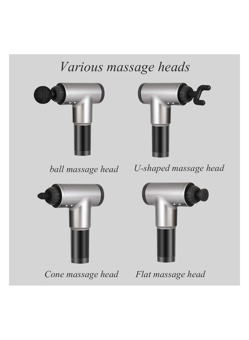 ELTRAZONE ELTERAZONE Muscle Massage Gun, Electric Hand-Held Deep Fascial Massager, With 4 Massager Heads, 4Th Gear Can AdjUSt Low Noise, Fitness Yoga Accessories (Color : Silver) - Image 2