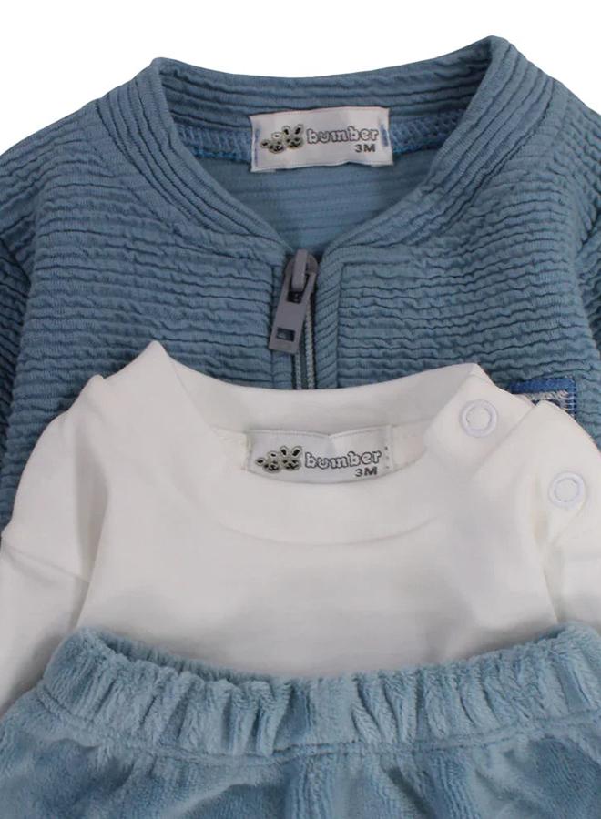 Baby Boys Velvet 3-Piece Outfit Set – Car Design - Image 3