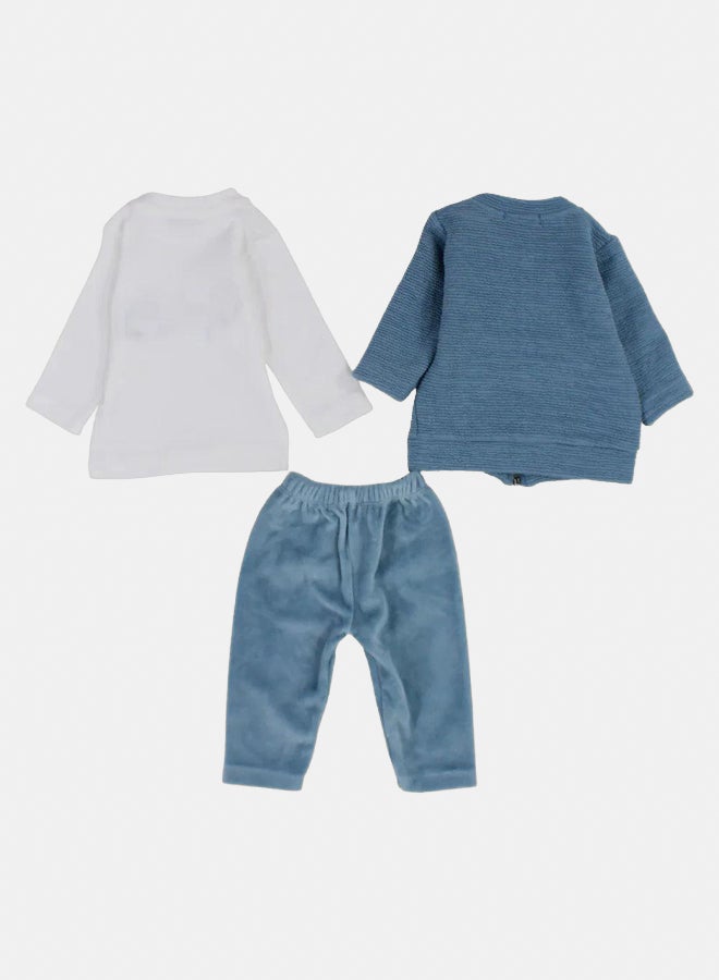 Baby Boys Velvet 3-Piece Outfit Set – Car Design - Image 2
