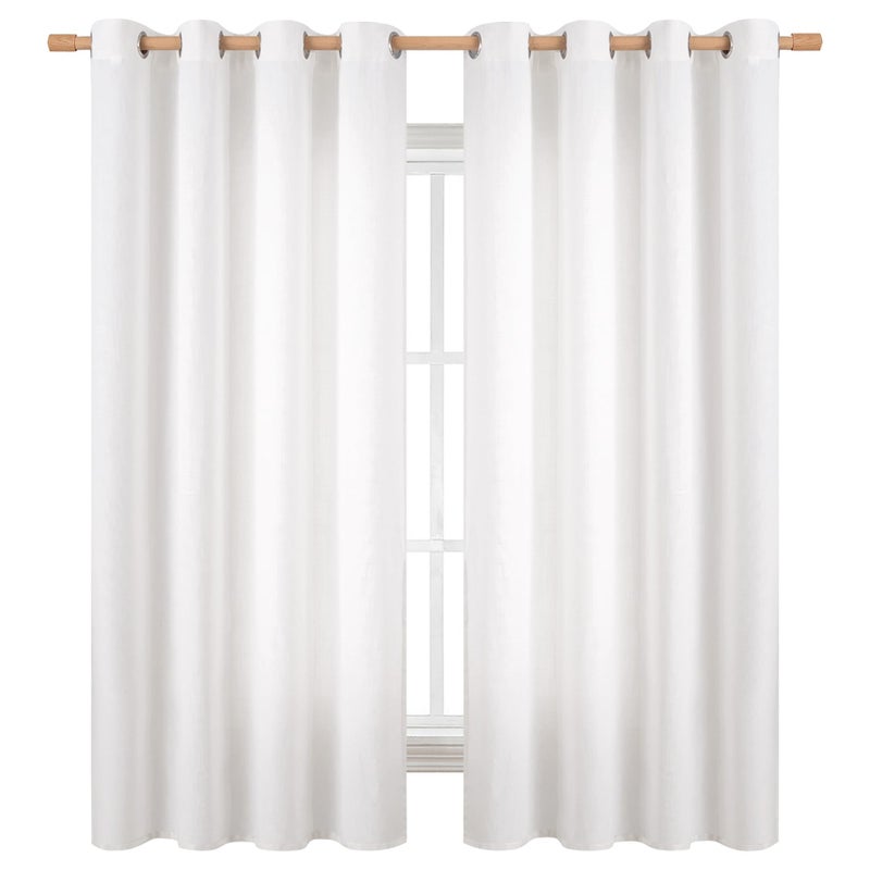 BGment الستائر البيضاء النقية النقية 63 بوصة الطول 2 لوحات مجموعة من غرفة نوم grommet الكتان السميك تبدو الخيش مرشح الضوء على الستائر نافذة الخصوصية لغرفة المعيشة المزرعة 55 × 63 بوصة - Image 1