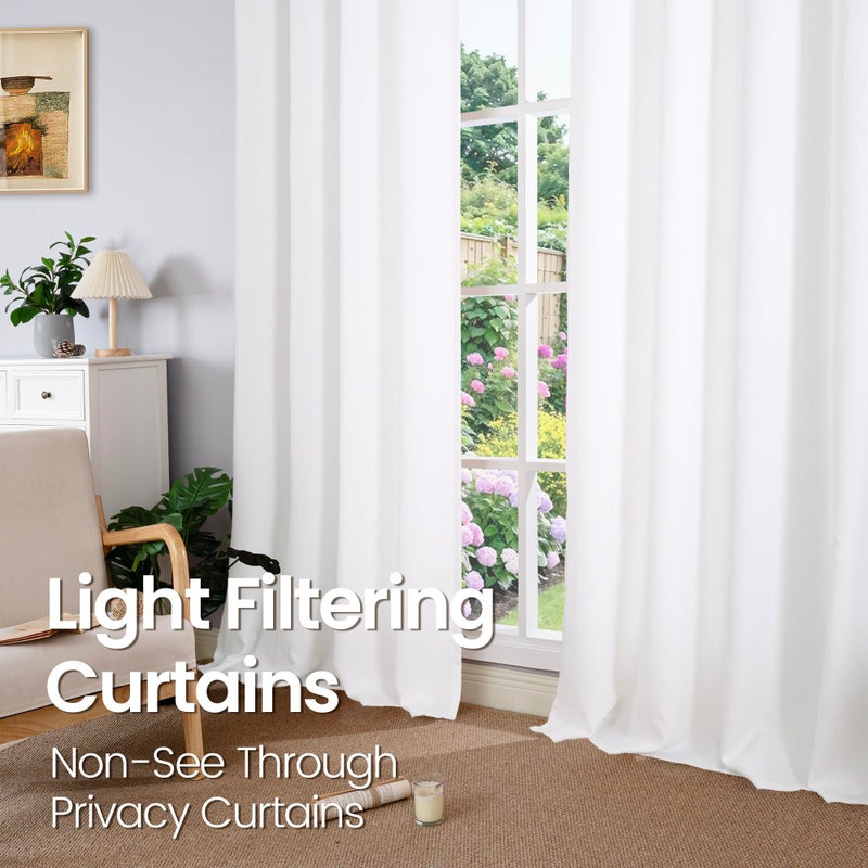 BGment الستائر البيضاء النقية النقية 63 بوصة الطول 2 لوحات مجموعة من غرفة نوم grommet الكتان السميك تبدو الخيش مرشح الضوء على الستائر نافذة الخصوصية لغرفة المعيشة المزرعة 55 × 63 بوصة - Image 2