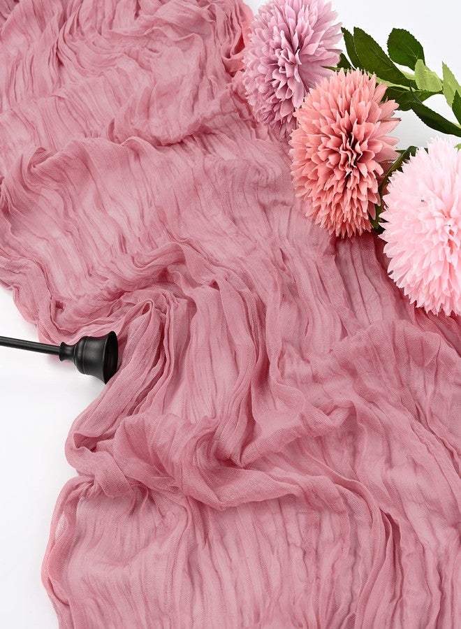REWOMC 10 Pcs Dusty Rose Cheesecloth Table Runner 10FT, Gauze Table Runner for Wedding Reception Sheer Bridal Shower Birthday Party Boho Table Decoration, Rustic Romantic Wedding Runner - Image 3