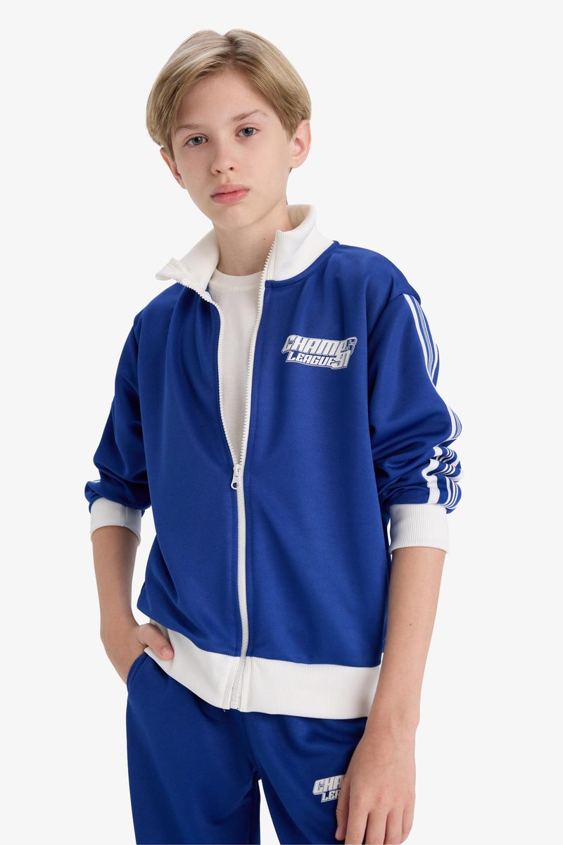 DeFacto Blue Boy Boy Printed Zip-Up Sweatshirt Casual - Image 3