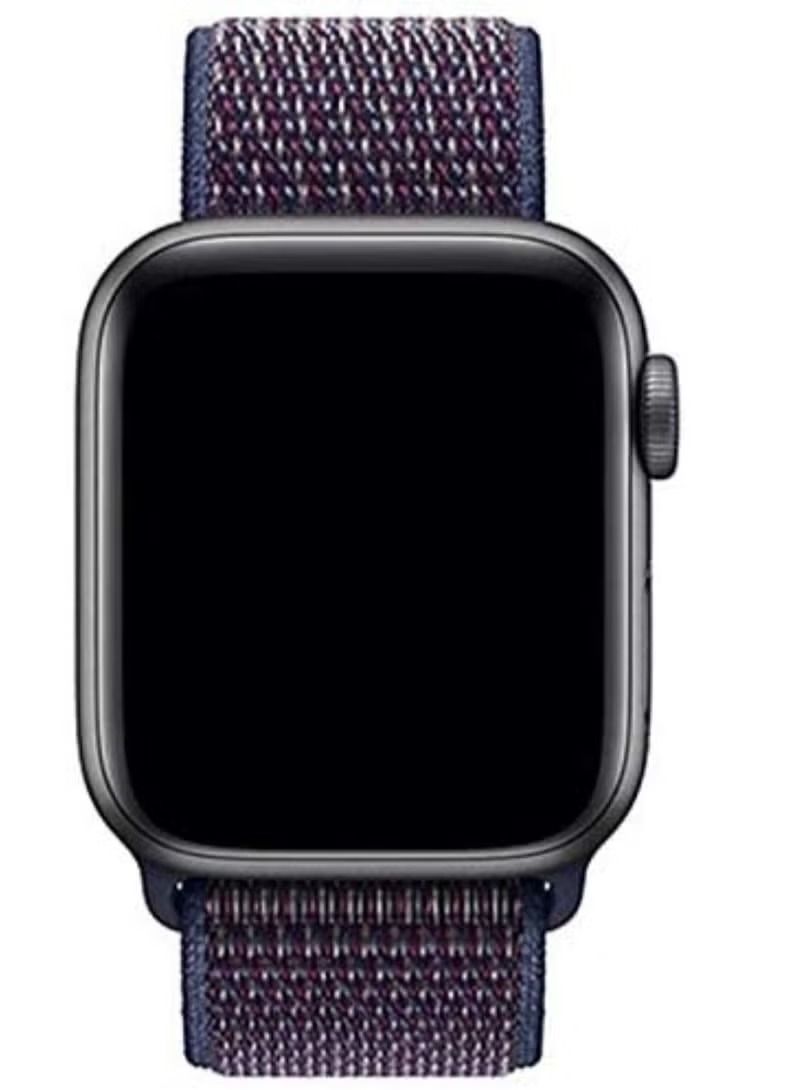 إيف حزام رياضي من النايلون لساعة Apple 45 مللي متر 44 مللي متر 42 مللي متر شريط بديل ناعم لـ iWatch Series 7 6 SE 5 4 3 2 1 Indigo - Image 2