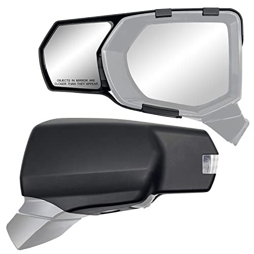 K Source Snap & Zap Custom Towing Mirror Pair for Cadillac Escalade, Chevrolet Suburban/Tahoe, GMC Yukon,Black - Image 1
