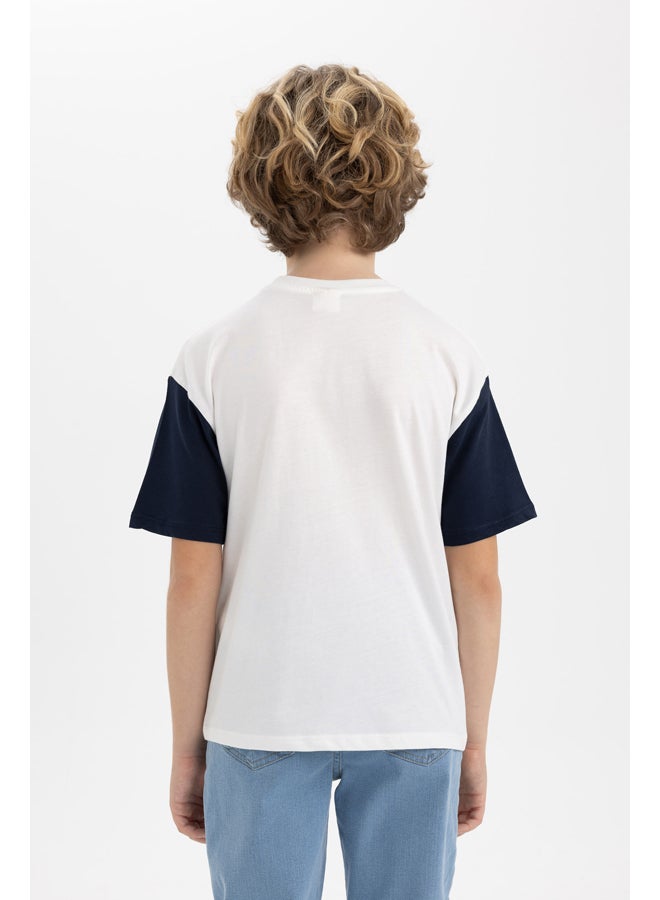 Boy Oversize Fit Crew Neck Knitted Short Sleeve T-Shirt