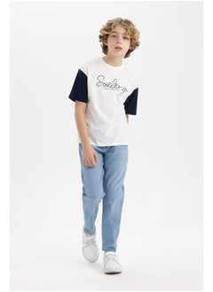 DeFacto Boy Oversize Fit Crew Neck Knitted Short Sleeve T-Shirt  - Image 2