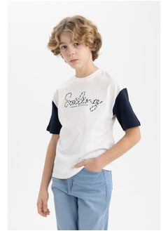 DeFacto Boy Oversize Fit Crew Neck Knitted Short Sleeve T-Shirt  - Image 3