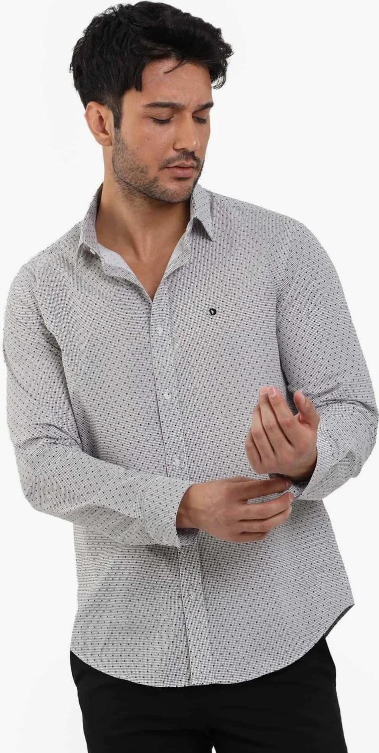 Dufy Slim Fit Button Collar Brown Men's Shirt DU1234013021