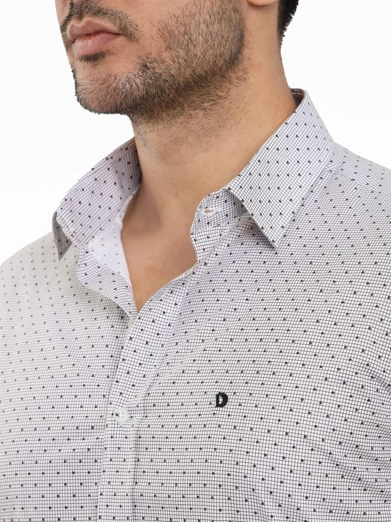 Dufy Slim Fit Button Collar Brown Men's Shirt DU1234013021