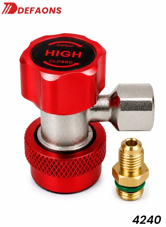 DEFAONS 4240 High Side Adjustable Quick Coupler for R134A Car AC System, HP Refrigerant Charging Adapter with Quick Connect Valve for Automotive Air Conditioner Service Tool - Image 1