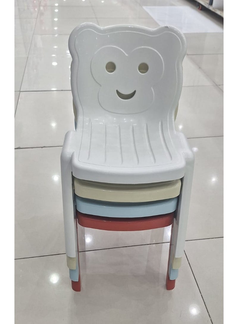 طقم كرسي أطفال من البلاستيك مكون من اربع قطع بيج احمر اخضرابيض