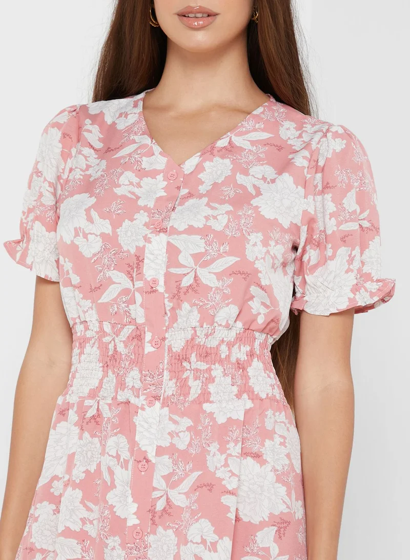 Ginger Ditsy Floral Dress With Split