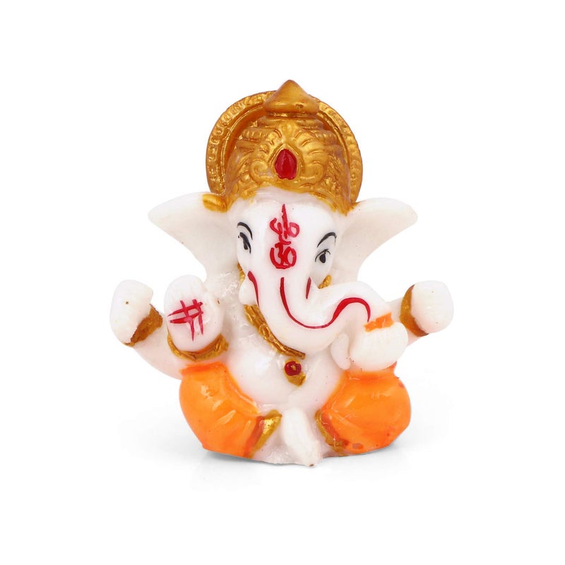 SoilMade White Car Ganesh Small Idol, Oval Shape, Resin Made, Size Aprox 4cm and 50g, Pack of 1 White Ganesh Idol for Car Dashboard in Box - Image 3
