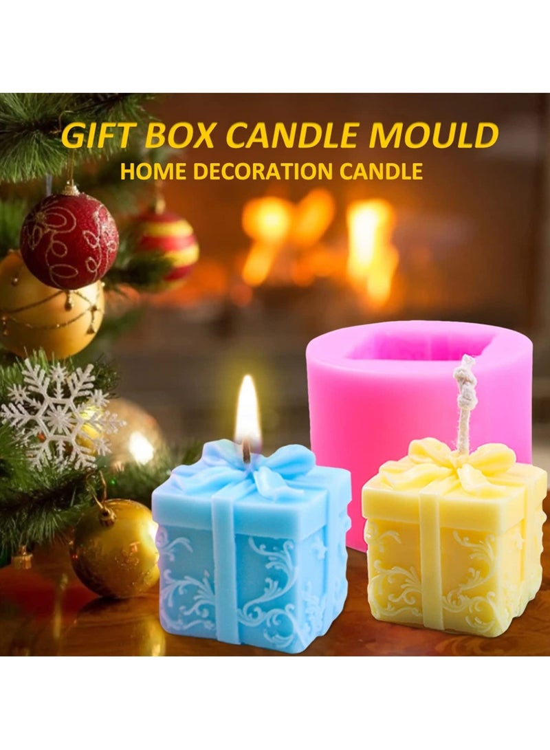 KASTWAVE قوالب شمعة، 2 قطع قوالب شمعة علبة هدايا ثلاثية الأبعاد، قالب سيليكون للاستخدام اليدوي لتزيين الحفلات، هدية يدوية، حرف عيد الميلاد، زينة حفلات منزلية - Image 2