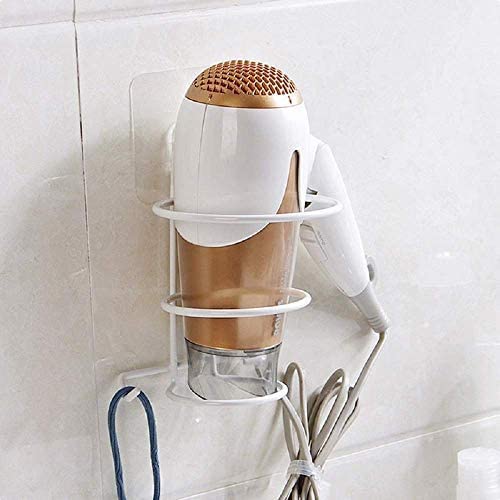 Decorlay Wrought Iron Self-Adhesive Hair Dryer Holder, Hair Strengthener Holder, Dryer Hanging Stand, Plug Hook | 11 x 11 x 15 CM (White) - Image 5