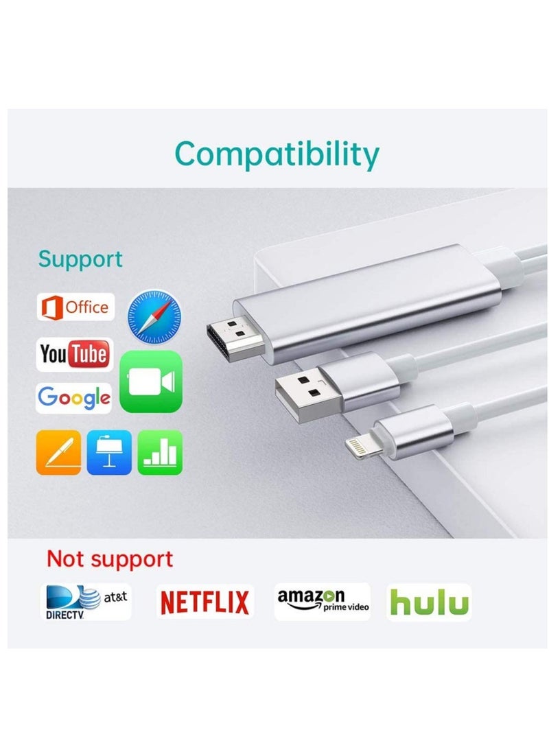 Excefore - Apple Lightning to HDMI Cable for iPhone to TV, Compatible for iPhone iPad to HDMI Cable Cord, 5.8FT 1080P Digital AV Adapter HDTV Cable for iPhone/iPad to TV Projector Monitor - Image 1