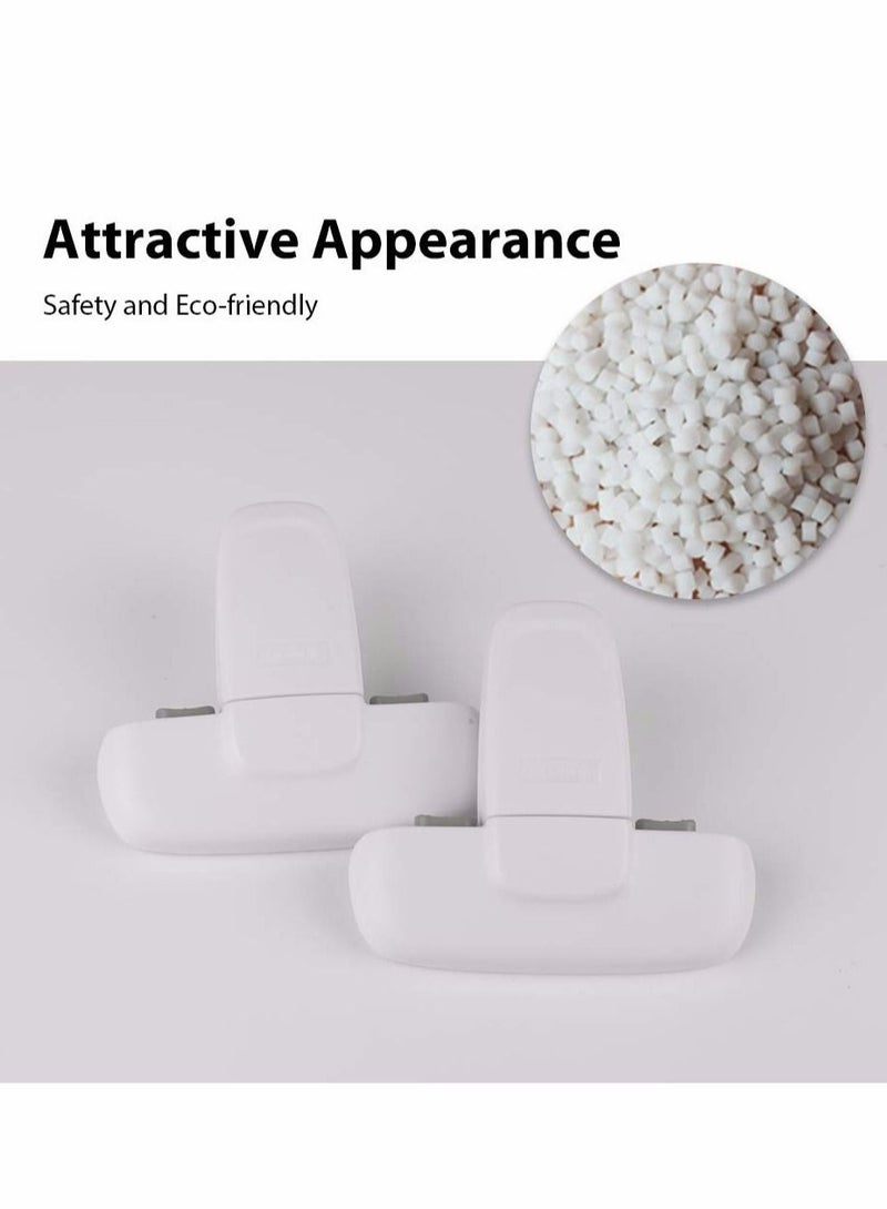 SYOSI 2 PCS Home Fridge Freezer Door Lock Latch Catch Toddler Kids Child Refrigerator Cabinet Locks Baby Safety Child Lock Easy to Install and Use 3M Adhesive no Tools Need or Drill White - Image 2