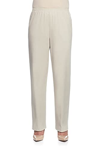 Alfred Dunner Women's Misses All Around Elastic Waist Cotton Medium Twill Pant, Stone, 16 - Image 1